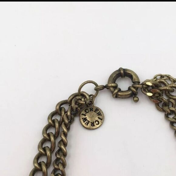 J.CREW ANTIQUE GOLD TONE CORAL RESIN CUT CRYSTAL 21"-24" NECKLACE - Picture 3 of 3